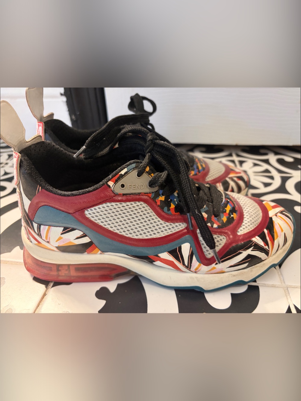 Fendi Multicolor Sneakers with Red and Blue Accents